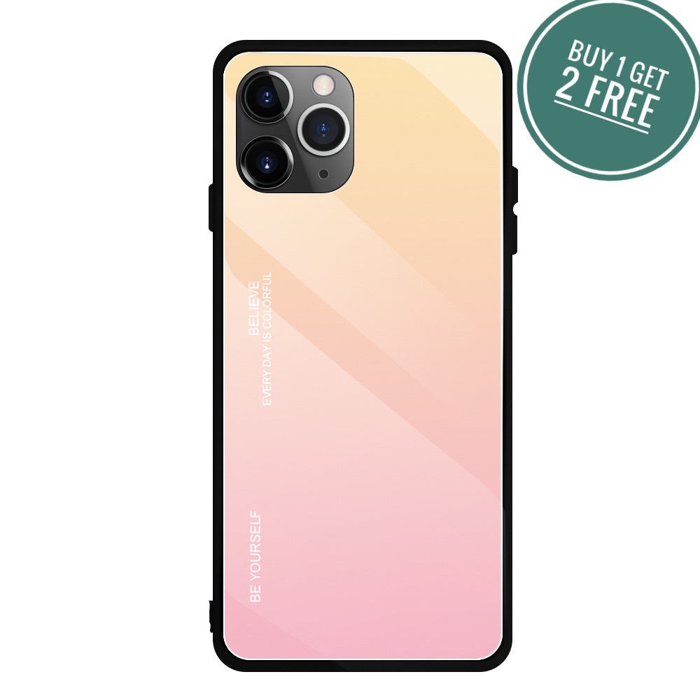 Pink Gradient Tempered Glass Phone Case